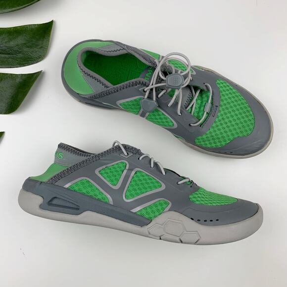 Simms Current Water Shoes Green Grey Bungee Lace Women's 6.5 - Picture 1 of 12